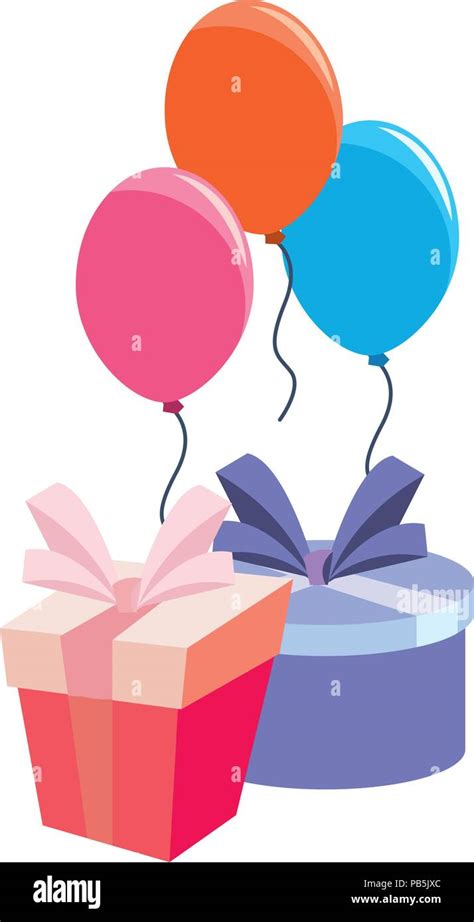 Present Gifts And Balloons Over White Background Vector Illustration