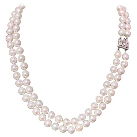 Multi Strand Cultured Akoya Pearl Diamond Enhancer Necklace For Sale At