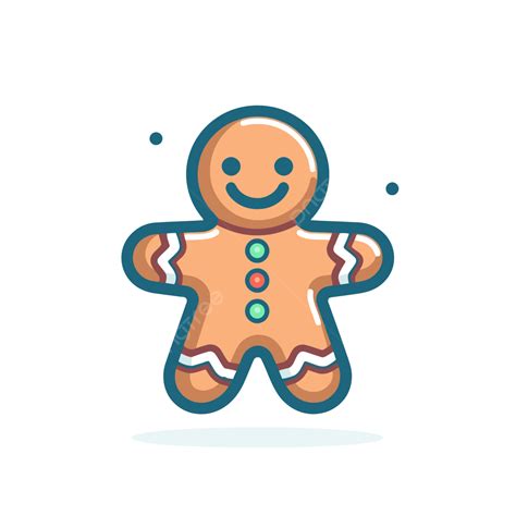 Happy Gingerbread Man Isolated Vector Illustration Ilustració Gingerbread Lineal Icon Flat