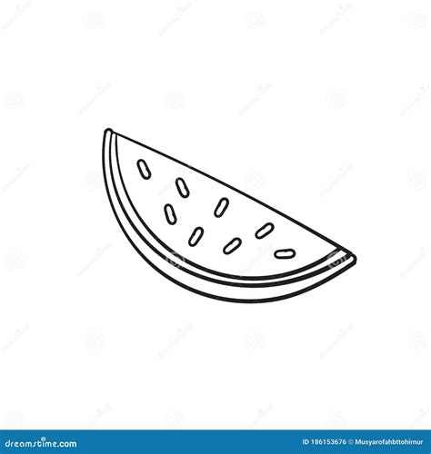 Hand Drawn Doodle Watermelon Fruit Illustration Cartoon Vector Stock