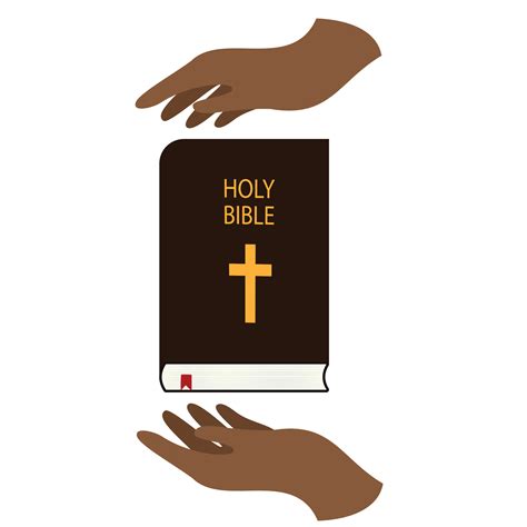 Two African Hands Protect Holy Bible Vector Illustration