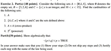 Solved Exercise 2 Part A [48 Points] Consider The Following Sets A