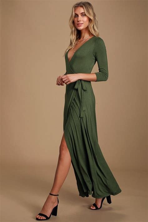 Lulus Olive Green Wrap Dress Dresses Images 2022