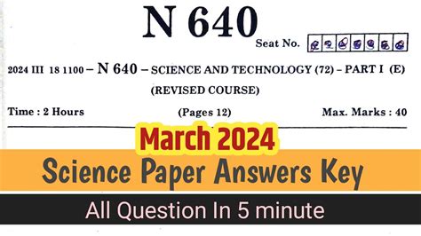 Th Std Science Paper Review Board Exam Answer Key Today