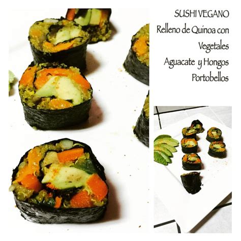 Sushi Vegano Relleno De Aguacate Y Un Delicioso Quinoa Cocinado Con