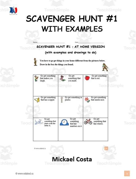 Scavenger hunt with examples #1 by Teach Simple