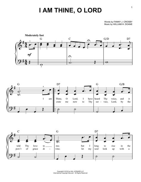 thine  lord  fanny  crosby sheet   easy piano