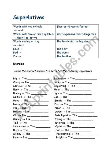 Superlatives Esl Worksheet By Nurja