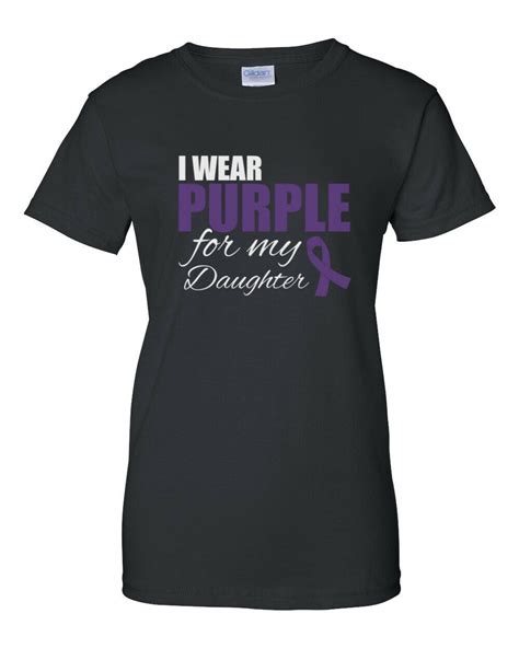 Womens I Wear Purple For My Daughter T Shirt Ribbon Epilepsy Awareness Support Ebay