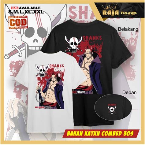 Jual T SHIRT KAOS BAJU ANIME ONE PIECE AKAGAMI NO SHANKS KAOS DISTRO