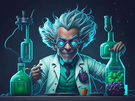 Premium Photo Mad Scientist Or Crazy Professor Character In Science Lab