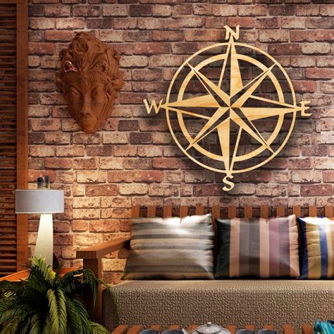 Wind Rose Compass Wooden Wall Decor Decoration Sign Etsy