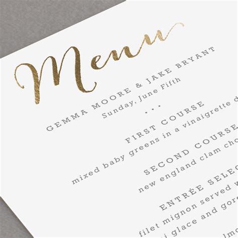 Modern Photo Frame Foil Pressed Menus By Hooray Creative Minted