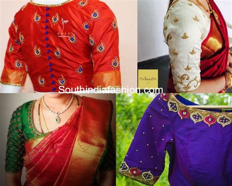 Stylish Embroidery Designs For Pattu Blouses South India Fashion