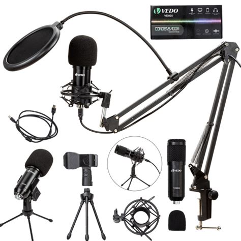 Microfone Podcast Youtuber Kit Pop Filter Aranha Bra O Articulado