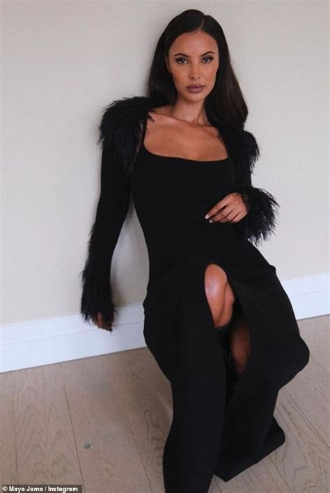 Maya Jama Flaunts Her Stunning Curves In A Form Fitting Black Dress With Bold Split In Stunning