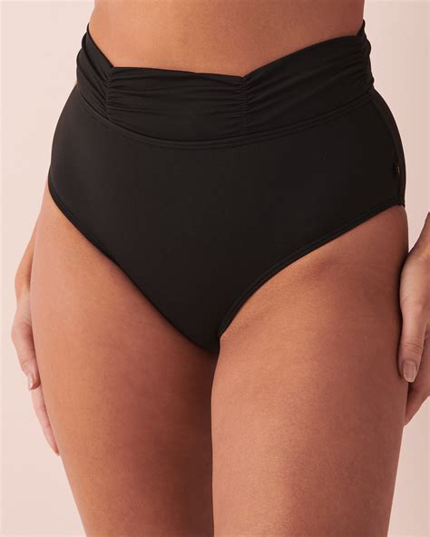 Solid High Waist Bikini Bottom Black La Vie En Rose