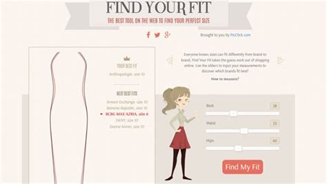 Find Your Fit Shows Women's Clothing Sizes by Brands That Fit You Best