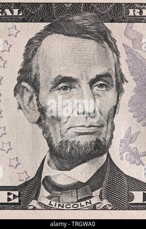 Abraham Lincoln on five dollar bill Stock Photo: 172429568 - Alamy