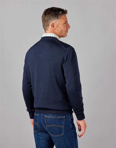 Merino V Neck Jumper Navy