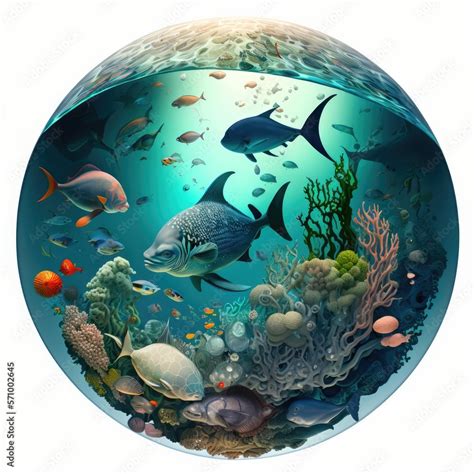 Underwater Marine Life Biodiversity Sphere Illustration: Vibrant Sea ...