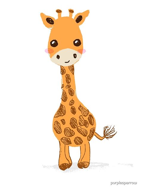 Hand Drawn Cute Giraffe Art Print By Purplesparrow Redbubble