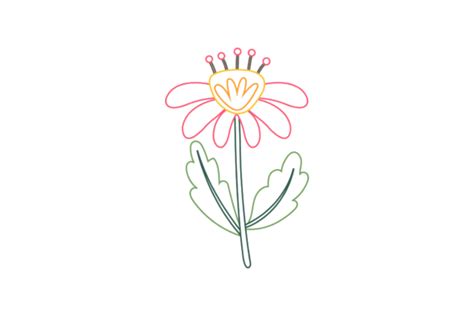 Simple Color Line Flower Graphic By Salfiart · Creative Fabrica