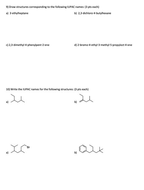 Solved 9 Draw Structures Corresponding To The Following