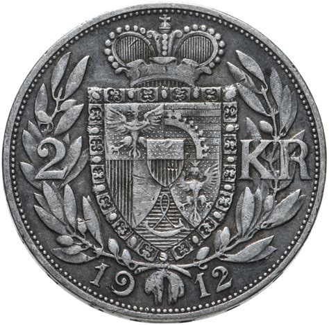 Монета Лихтенштейн 2 кроны 1912 стоимостью 9766 руб.