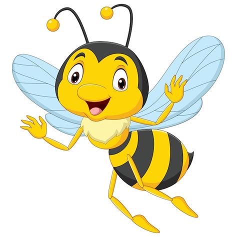 Abeja Feliz De Dibujos Animados Aislado Sobre Fondo Blanco Vector