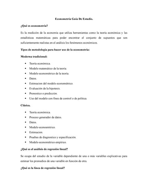 Guia econometria Guía de estudiantes Econometría Guía De Estudio