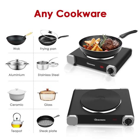 HomeTronix Electric Hob Portable Electric Hot Plate Single With Temperature Control 1500W Ring
