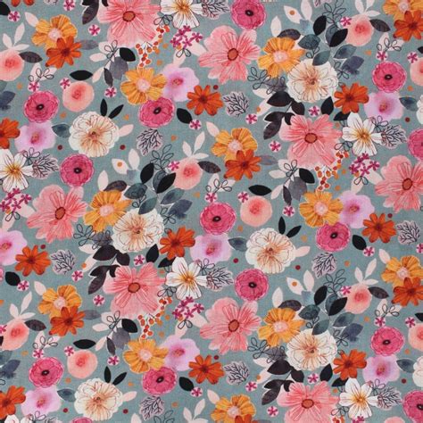 Tissu Rayonne Dashwood Studio Flora Sorella Gris Mpm