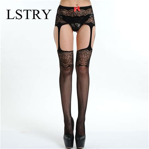 Mulheres Sexy Lingerie Preto El Stico La O Superior Liga Cinto Coxa