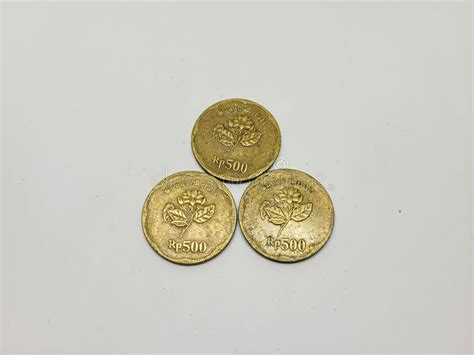 Indonesian 500 Rupiah Coin Icon Brass Jasmine Flower. Stock Image