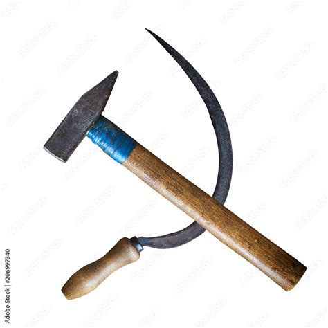 Sickle And Hammer Lying As The Soviet Communist Symbol Isolated On