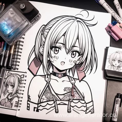Anime Ahegao Tattoo Yuna from the Diary of the Future | AI Art Generator