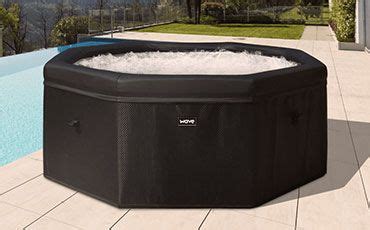 Wave Atlantic Plus 6 Person Inflatable Hot Tub 140 Massaging Air Jets Grey Rattan Pre Order