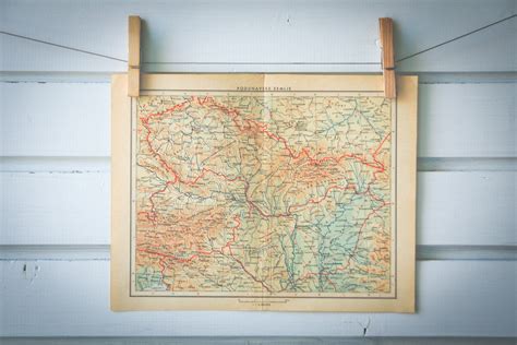 1956 Vintage Czechoslovakia & Hungary Map