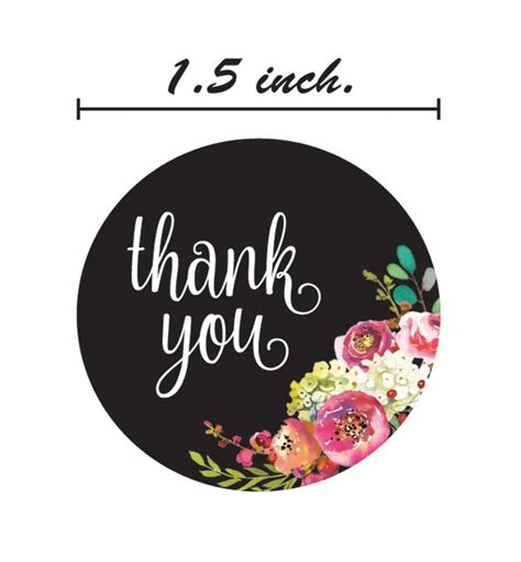 Custom Floral Thank You Stickers 1.5 Inch Circle Labels - Buy Stickers ...