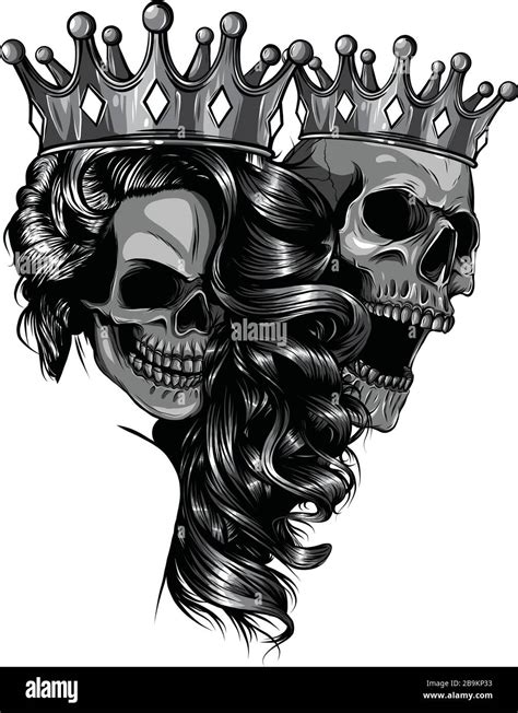 Skull King And Queen Vector Love Skull Couple Stock Vector Image And Art