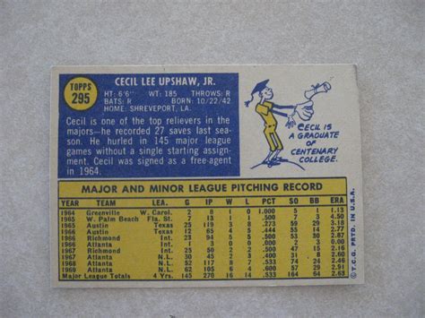 Cecil Upshaw Topps Baseball Card Etsy