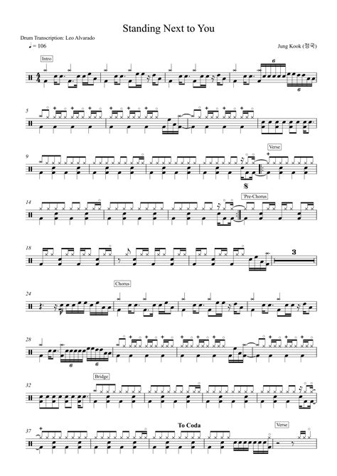 Standing Next To You Arr Drum Transcription Leo Alvarado Sheet