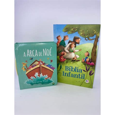 Kit 1 Bíblia Infantil Ilustrada Capa Dura e 1 Bíblia do Bebê Shopee