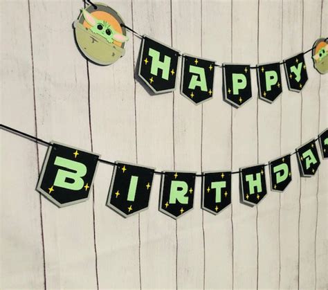 Baby Yoda Birthday Banner Star Wars Birthday Banner Baby Etsy