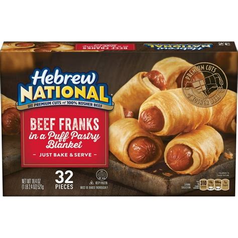 Hebrew National Frozen Beef Franks In A Blanket 184 Ounce 32 Count