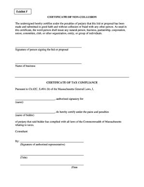 Fillable Online CERTIFICATE OF NON COLLUSION Fax Email Print PdfFiller