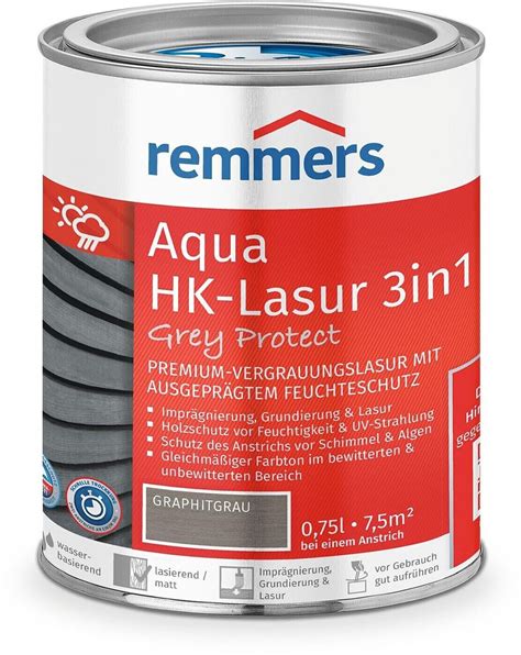 Remmers Aqua Hk Lasur In Grey Protect Graphitgrau Ml Ab