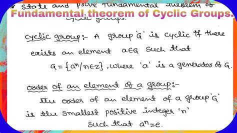 Fundamental Theorem Of Cyclic Groups Algebra Ou Youtube