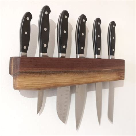 Wood Knife Rack Wall Mount Knife Holder Wooden Knife Block Etsy